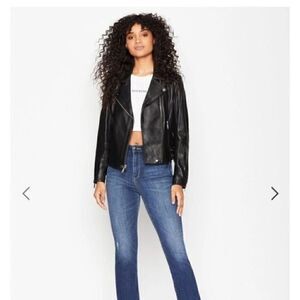 Topshop Boutique shrunken leather biker jacket size 2 BoxM